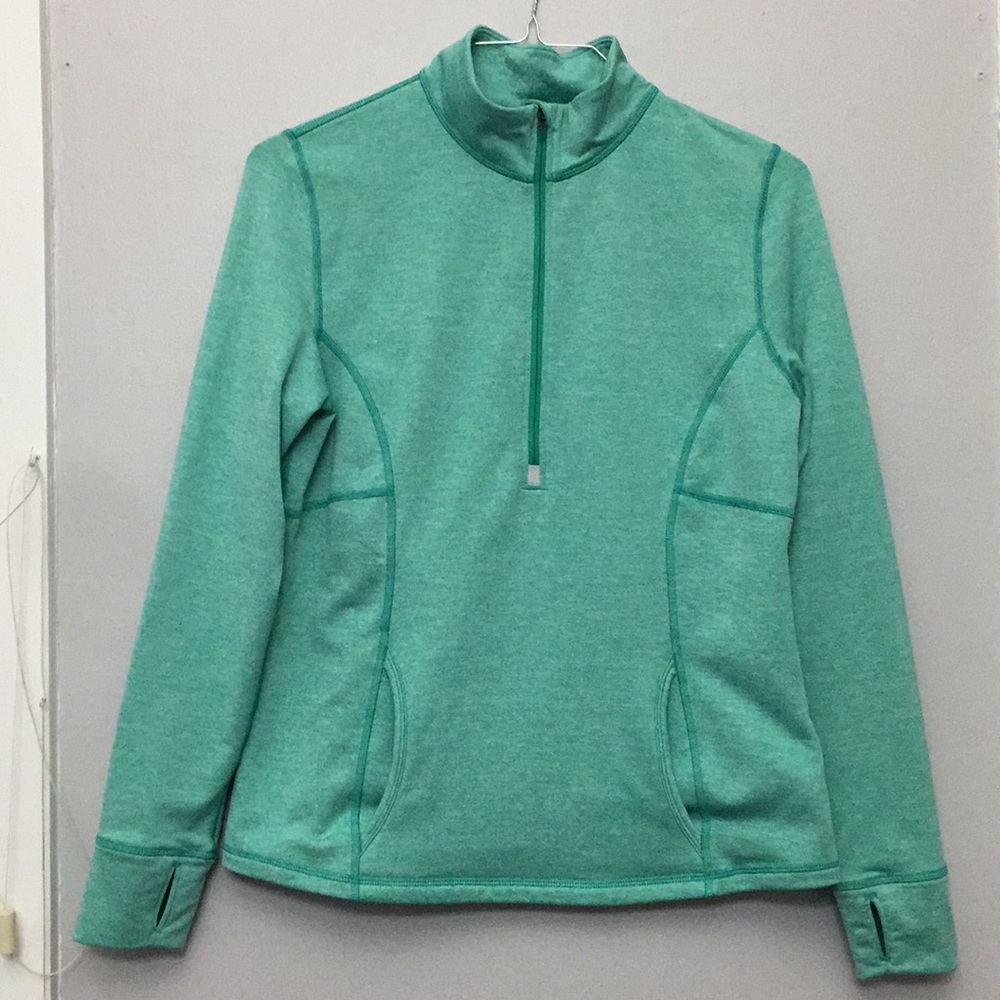 Lucy Tech 1/2 Zip Mint Green Long Sleeve Top, Lg